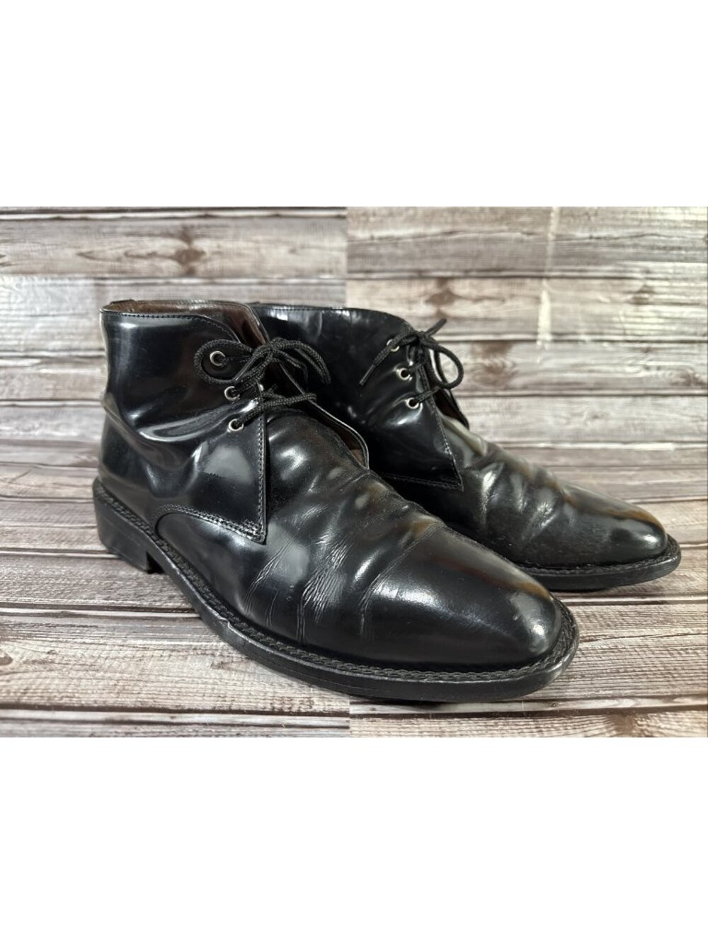 Church's Prima Clases Chucka Patent Leather Boots Size 12 M Color Black Vintage